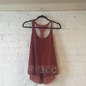 Red Embellished Tank